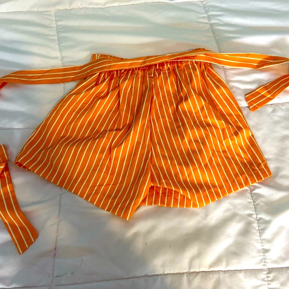 ORANGE AND WHITE SHORTS